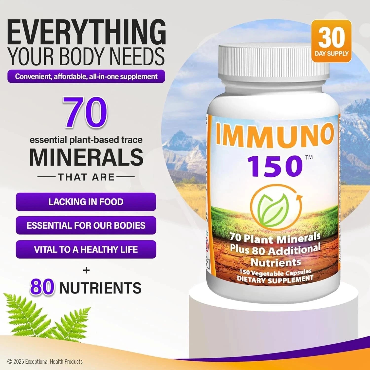 Immuno 150, Immune Support Supplement, Packed with 70 Plant Minerals, 13 Essenti